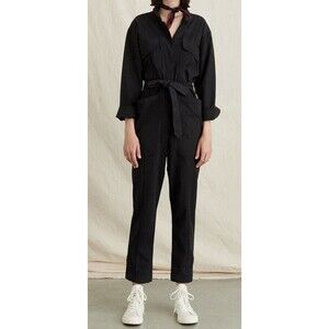 Alex Mill Expedition Jumpsuit In Washed Twill Black Size S Tencel Belted Crop